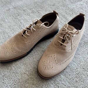 Cole Haan Zerogrand Beige Knit Oxford Shoes